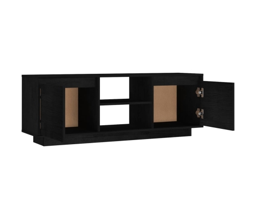 Mueble de TV madera maciza de pino negro 110x30x40 cm