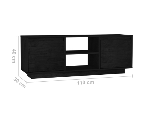 Mueble de TV madera maciza de pino negro 110x30x40 cm