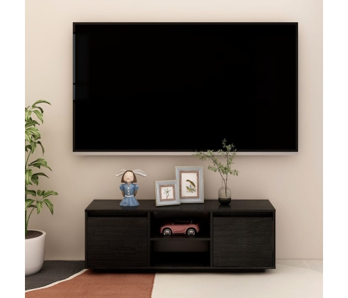 Mueble de TV madera maciza de pino negro 110x30x40 cm