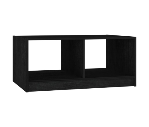 Mesa de centro de madera maciza de pino negra 75x50x33,5 cm