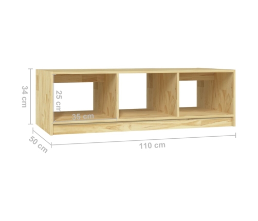 Mesa de centro de madera maciza de pino 110x50x34 cm