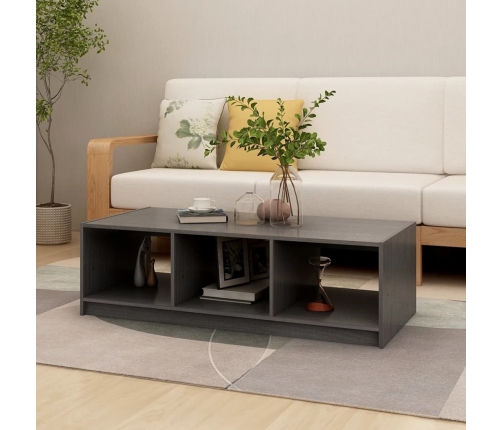 vidaXL Mesa de centro de madera maciza de pino gris 110x50x34 cm