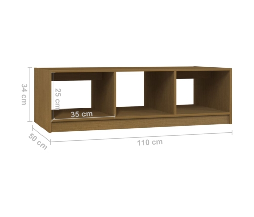 vidaXL Mesa de centro de madera maciza pino marrón miel 110x50x34 cm