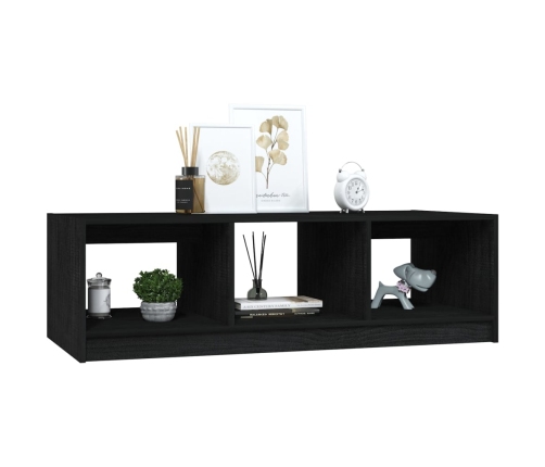 vidaXL Mesa de centro de madera maciza de pino negro 110x50x34 cm