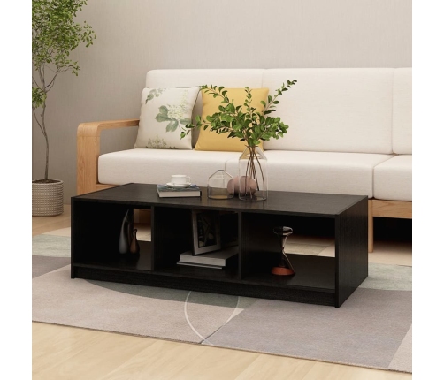 vidaXL Mesa de centro de madera maciza de pino negro 110x50x34 cm