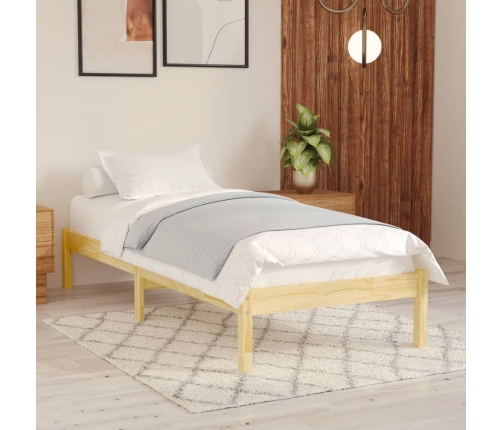 Estructura de cama individual pequeña sin colchón madera maciza