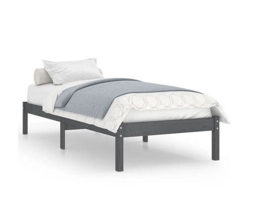 Estructura de cama individual madera maciza gris 90x190 cm