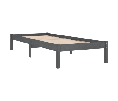 Estructura de cama individual madera maciza gris 90x190 cm