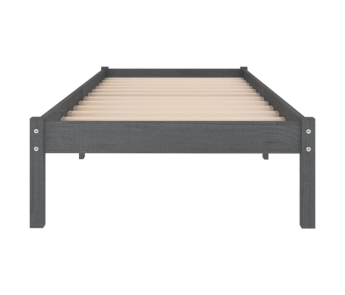 Estructura de cama individual madera maciza gris 90x190 cm