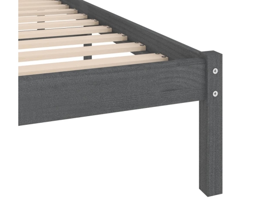 Estructura de cama individual madera maciza gris 90x190 cm