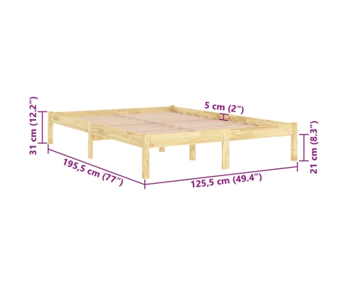 Estructura de cama doble pequeña sin colchón madera maciza