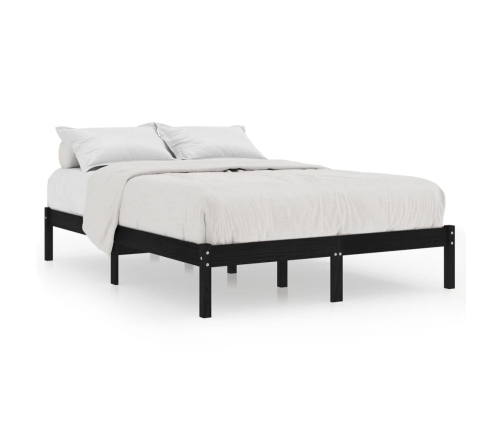 Estructura cama doble pequeña sin colchón madera maciza negro