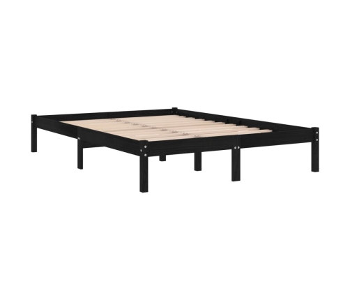 Estructura cama doble pequeña sin colchón madera maciza negro