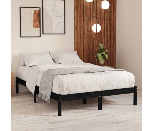 Estructura cama doble pequeña sin colchón madera maciza negro