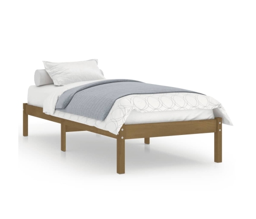 Estructura de cama madera maciza de pino marrón miel 90x200 cm