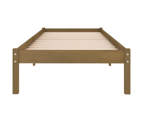 Estructura de cama madera maciza de pino marrón miel 90x200 cm