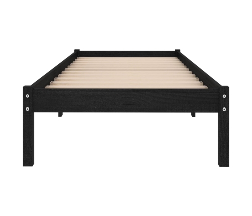 Estructura de cama de madera maciza de pino negra 90x200 cm