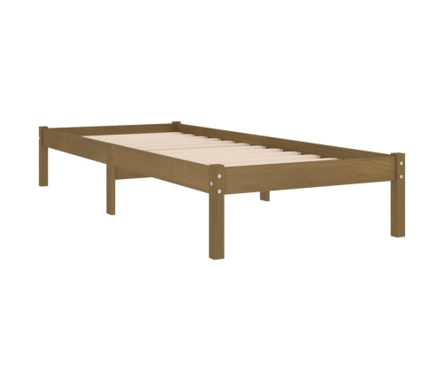Estructura cama sin colchón madera maciza marrón miel 100x200cm