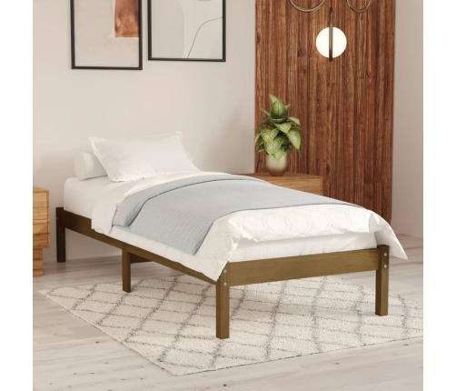 Estructura cama sin colchón madera maciza marrón miel 100x200cm