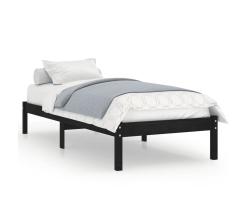 Estructura de cama sin colchón madera maciza negro 100x200 cm