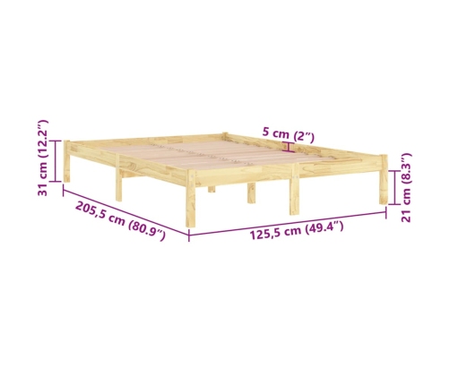 Estructura de cama sin colchón madera maciza 120x200 cm