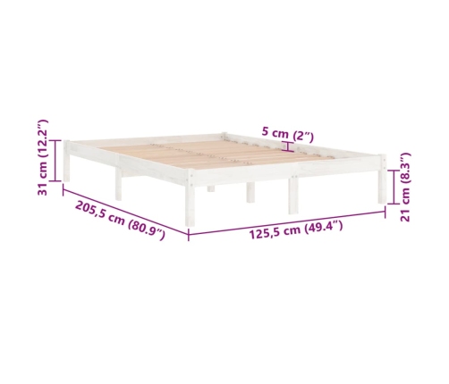 Estructura de cama sin colchón madera maciza blanco 120x200 cm