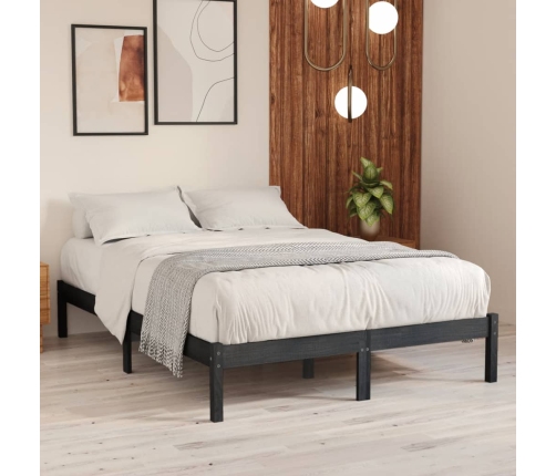 Estructura de cama madera maciza de pino gris 140x200 cm