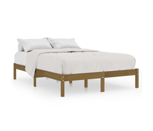 Estructura de cama madera maciza de pino marrón miel 140x200 cm