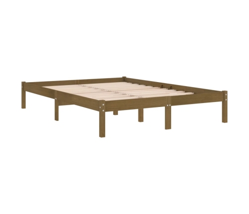 Estructura de cama madera maciza de pino marrón miel 140x200 cm