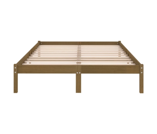 Estructura de cama madera maciza de pino marrón miel 140x200 cm