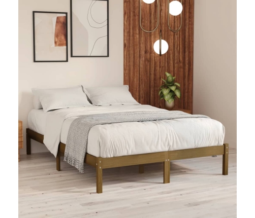 Estructura de cama madera maciza de pino marrón miel 140x200 cm