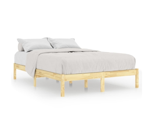 Estructura de cama doble sin colchón madera maciza