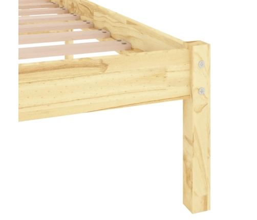 Estructura de cama doble sin colchón madera maciza