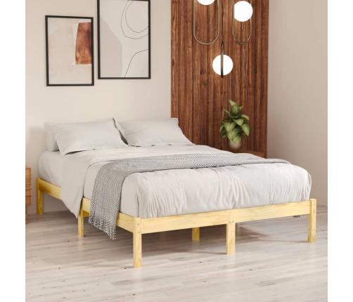 Estructura de cama doble sin colchón madera maciza