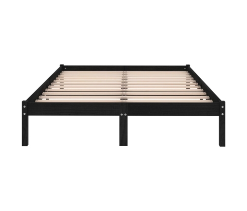 vidaXL Estructura de cama madera maciza negra King Size 150x200 cm