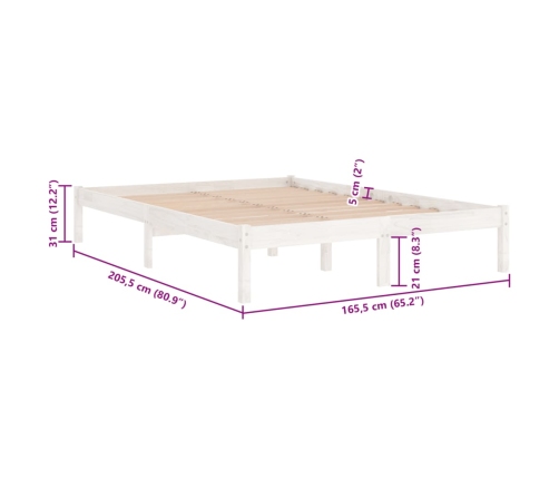 Estructura de cama sin colchón madera maciza blanco 160x200 cm