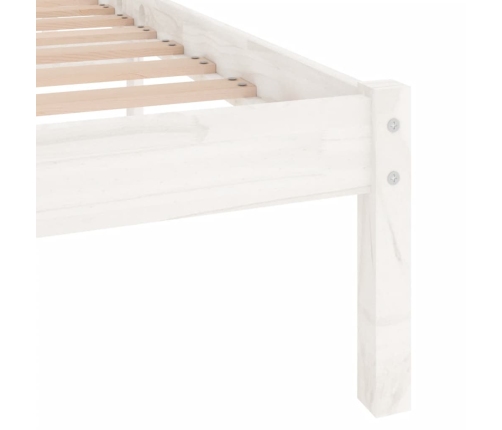 Estructura de cama doble sin colchón madera maciza blanco