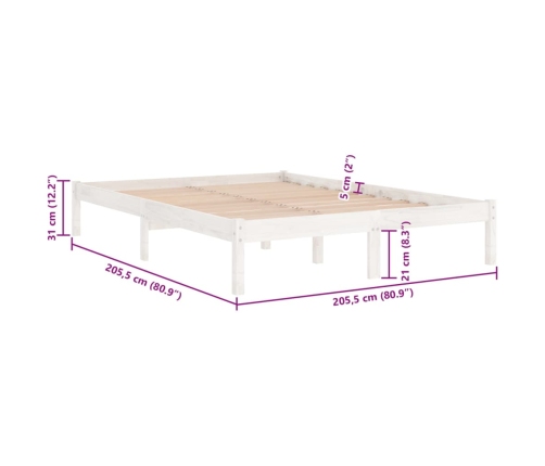 Estructura de cama sin colchón madera maciza blanco 200x200 cm