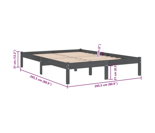 Estructura de cama sin colchón madera maciza gris 200x200 cm