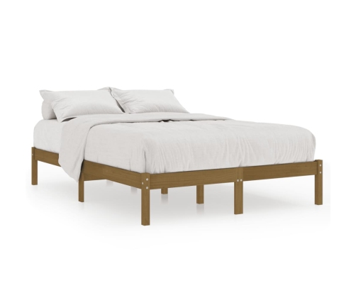 Estructura cama sin colchón madera maciza marrón miel 200x200cm