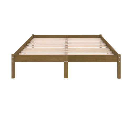 Estructura cama sin colchón madera maciza marrón miel 200x200cm