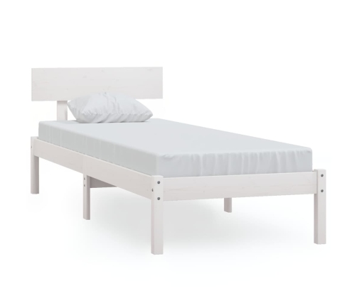 Estructura de cama individual pequeña sin colchón madera blanco