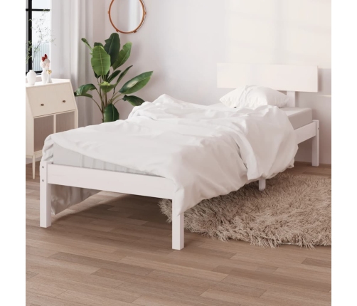 Estructura de cama individual pequeña sin colchón madera blanco