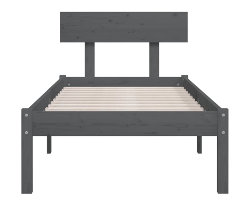 Estructura de cama madera maciza pino individual gris 90x190cm