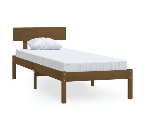 Estructura de cama madera pino individual marrón miel 90x190 cm