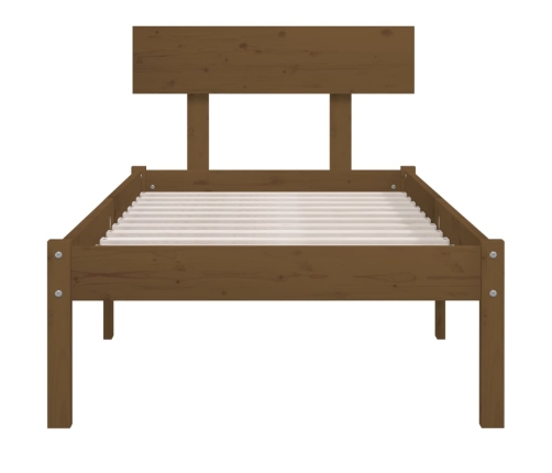 Estructura de cama madera pino individual marrón miel 90x190 cm