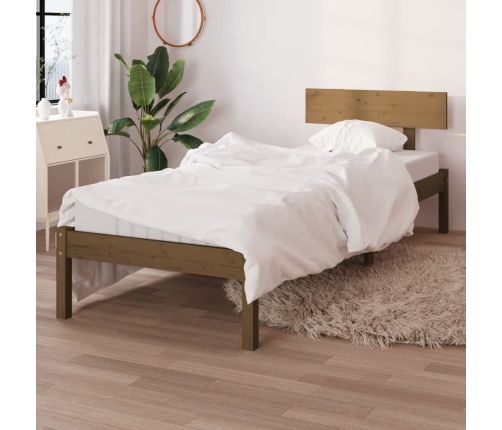 Estructura de cama madera pino individual marrón miel 90x190 cm