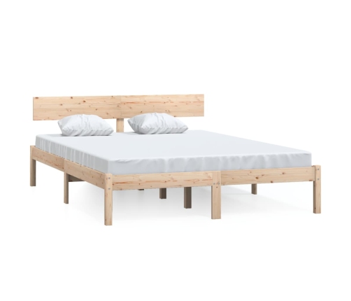 Estructura de cama doble pequeña sin colchón madera maciza