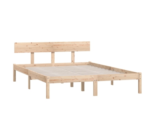 Estructura de cama doble pequeña sin colchón madera maciza