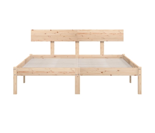 Estructura de cama doble pequeña sin colchón madera maciza
